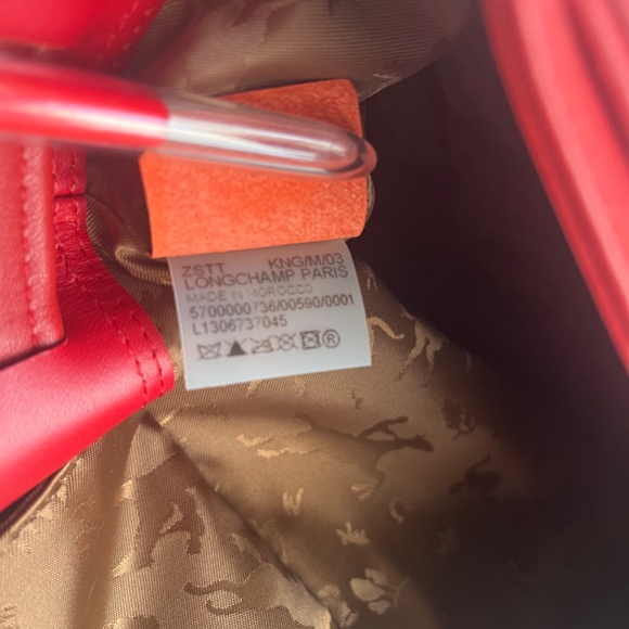 Longchamp Le Pliage Cuir Mini XS Leather Casual Logo Red Backpack - Picture 8 of 12